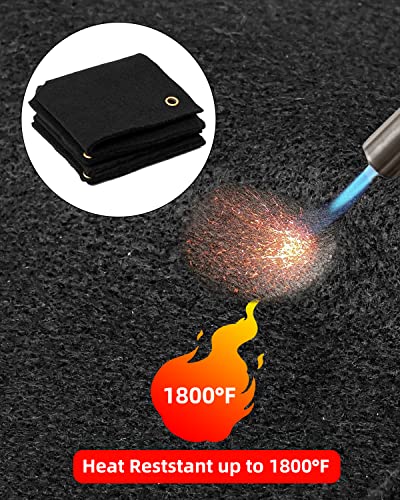 Tohonfoo Welding Blanket, 2 Pack 12''X12'' Soldering Heat Shield Mat Heat Resistant Up To 1800°F, Flame Protector Pad Solder Plumbing Hole Propane Torch, Fire Protection Blanket #TOP5