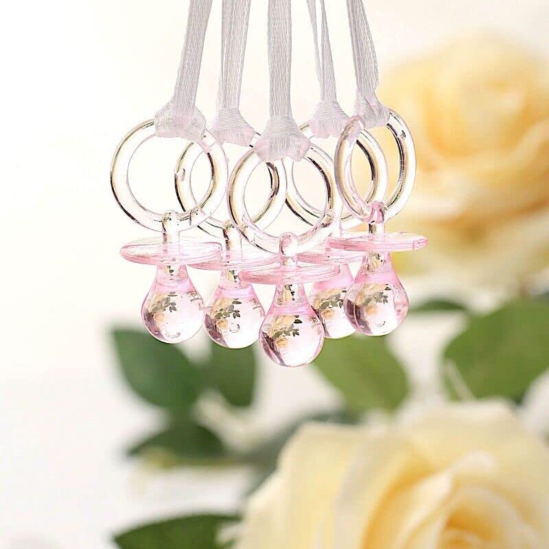 12 Pcs Pink Plastic Mini Baby Pacifiers Party Favors Decorations Supplies
