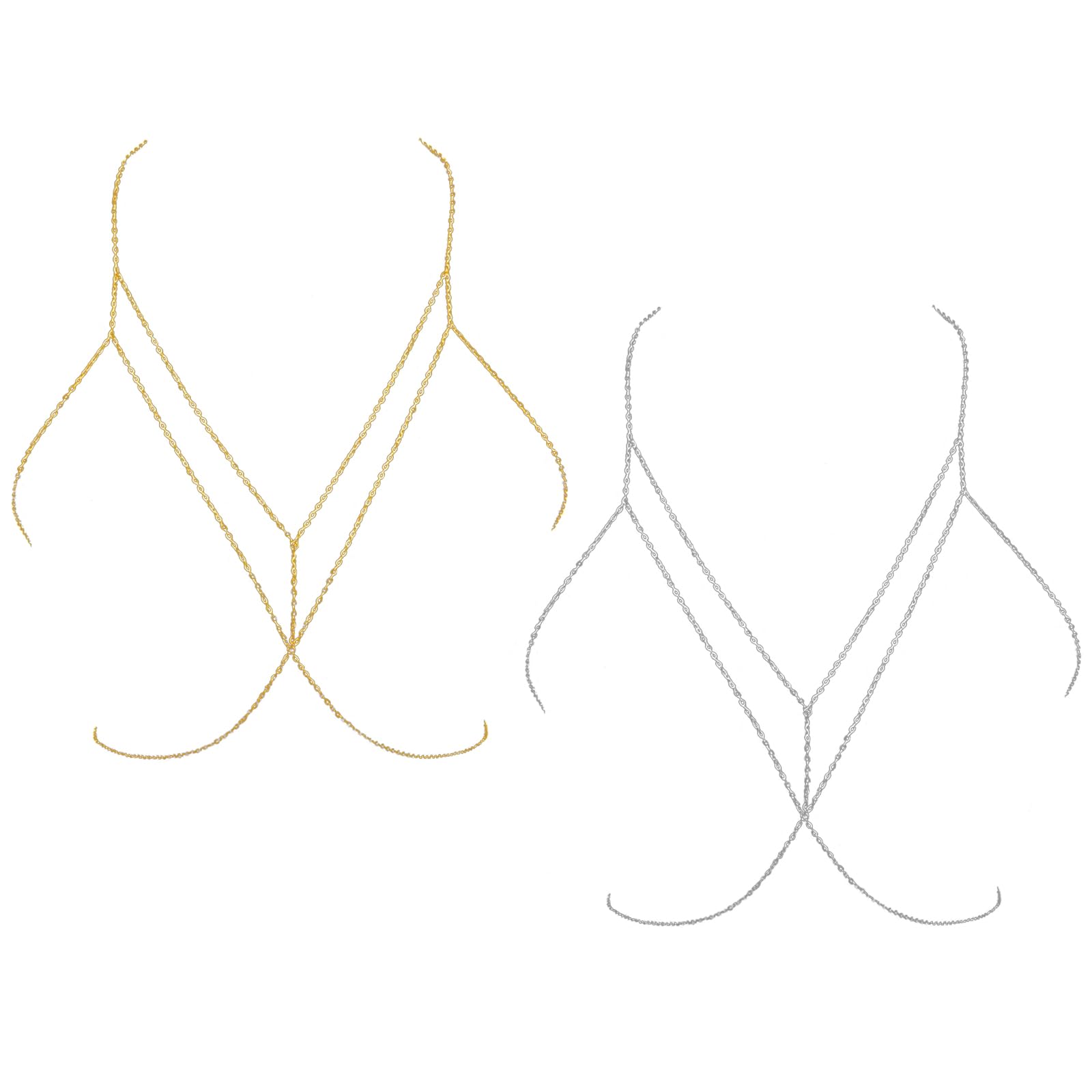 Body Chain Bikini Con Cristalli - Catena Del Petto Sexy In Oro E Argento Per Feste E Spiaggia - Foto 7