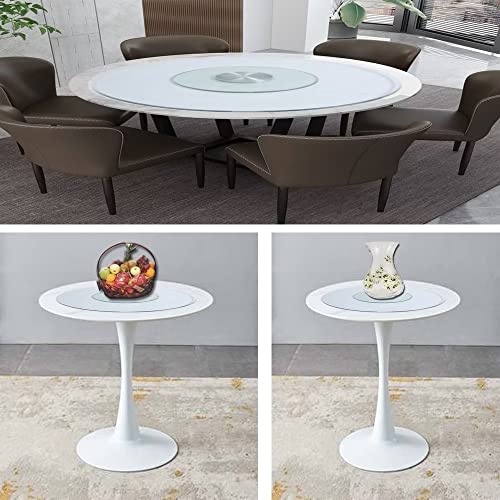 Lazy Tray On Table, Round Swivel Tray, Tempered Glass On Dining Table, Clear Serving Tray (360° Bidirectional Rotation), Smooth Running Aluminium Base #TOP5