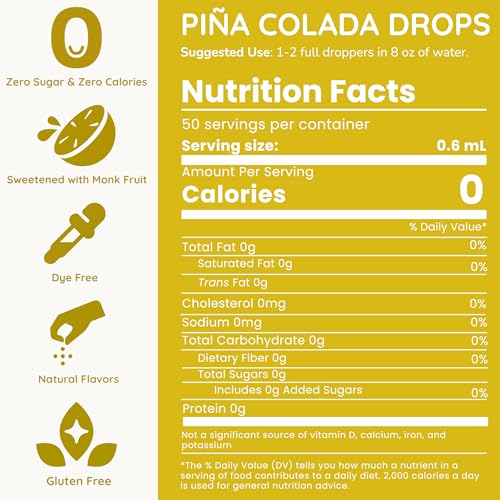 Image of Allways Drops Pina Colada Water Enhancer | Sugar Free | 50 Servings