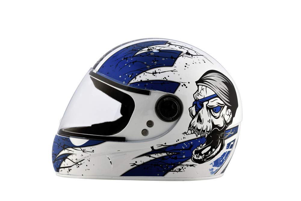 StuddsChrome Super D3 Full Face EPS Helmet (White and Blue, Medium)