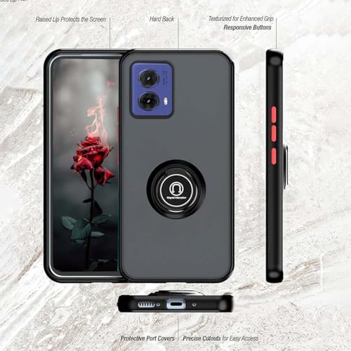 YUEQIAN Case for Motorola Moto G85 5G, 360°with Rotation Finger Ring Magnet Car Holder Shockproof Case - Image 2