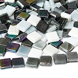200 Pieces Glass Mosaic Tiles Colorful Square Tile Bulk Piece for Crafts Home DIY Decoration Gifts S
