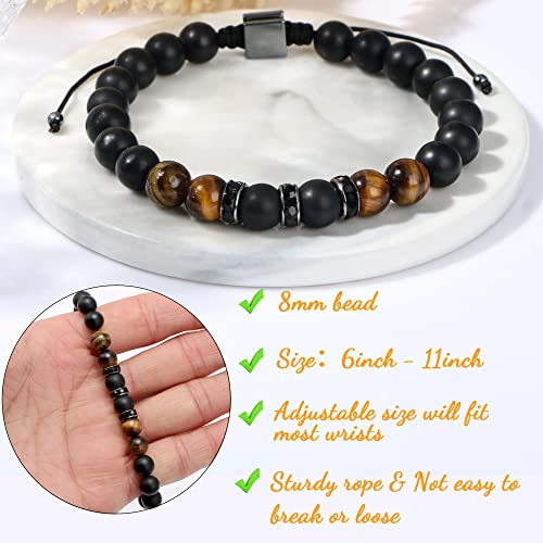 Joycuff Mens Tiger Eye Bead 𝐁𝐫𝐚𝐜𝐞𝐥𝐞𝐭 𝐟𝐨𝐫 𝐇𝐢𝐦 Anniversary Birthday Valentine's Day Christmas 𝐆𝐢𝐟𝐭𝐬 𝐟𝐨𝐫 𝐁𝐨𝐲𝐟𝐫𝐢𝐞𝐧𝐝 𝐇𝐮𝐬𝐛𝐚𝐧𝐝 To My Man Bead Bracelet From Girlfriend #TOP4