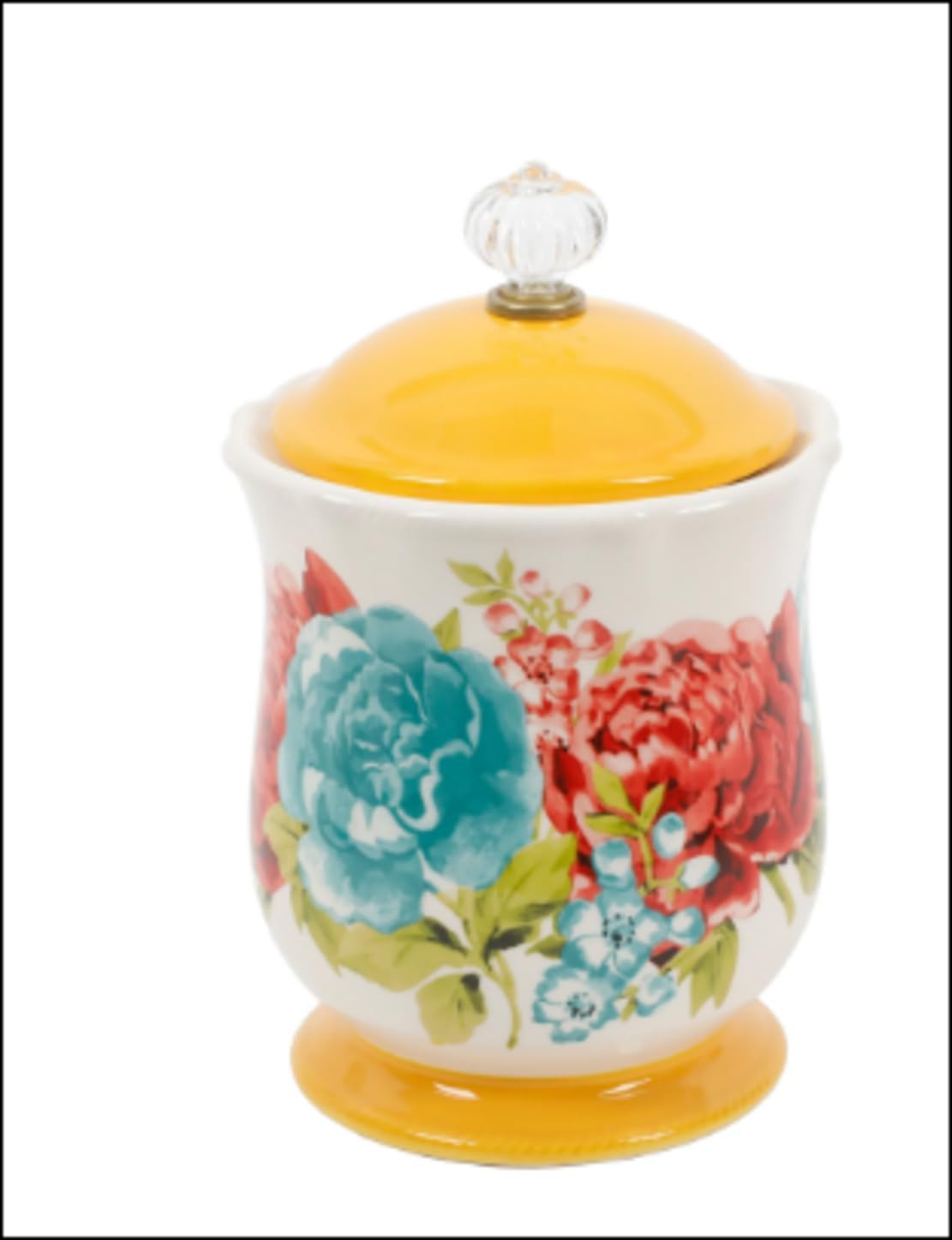 Blossom Jubilee Ceramic Canister with Acrylic Knob, 1-Piece – Multicolor, 8.75"