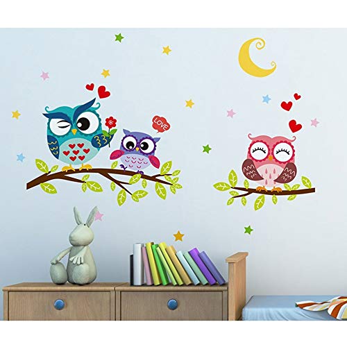 A-Wall Stickers Búho Etiqueta De La Pared Tatuajes De Pared Pegatinas De Pared Dormitorio Niños Habitación De Bebé Extraíble Decoración De La Pared De Bricolaje