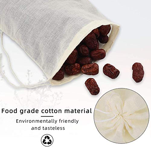 Lodroc 50 Pieces Tea Filter Bags, 100% Cotton Drawstring Muslin Bags Reusable Mesh Snack Spices Bags Coffee Loose Leaf Tea Infuser Crafts Soap Nuts Gift Bag For Office Home Kitchen(3.1 X 3.9 Inch) #TOP3