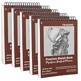 TKOOFN 9' x 12' Sketch Book, 5 Pack Top Spiral Bound Premium Sketchbook (68lb/100gsm), 500 Sheet Total Drawing Pads, Acid-Free Painting Paper for Adults Kids Artists Beginners