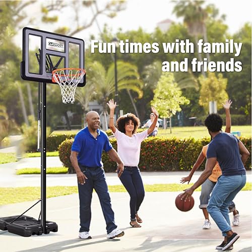 Image of AWII SPORT Basketball Hoop Outdoor Protable 40 /44 /48 Inch Impact Backboard, 4.8-10FT Height Adjustable Basketball Hoop Goal System with Wheels for Adults