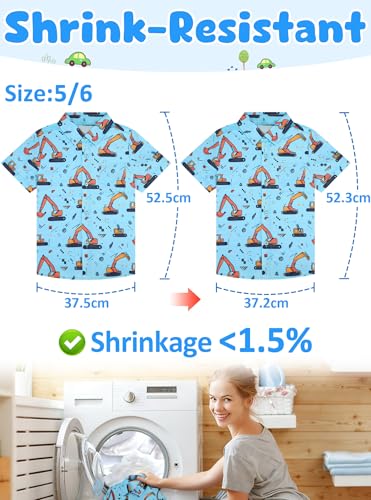 Image of Boys Hawaiian Button Down Shirt, Pure Combed Cotton Short Sleeve Size 3-15Y