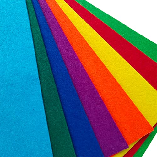 Image of Jtnohx Stiff Felt, 2mm Thick Felt Sheets for Crafts, 8 inchx12 inch Hard Felt Fabric Squares 8Pcs for DIY Projects (Rainbow Color Series)