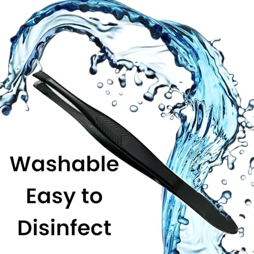 3-Vintage-Style-Slant-Tip-Ribbed-Professional-Stainless-Steel-Tweezers-for-Eyebrows-Premium-Precision-for-Facial-Hair-Splinter-Ingrown-Hair-Removal-Black