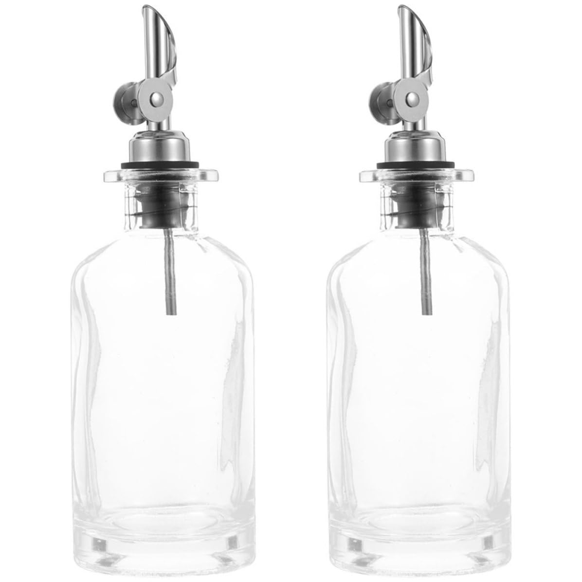 SHINEOFI Botellas Dispensadoras Antifugas de Aceite y Vinagre de Vidrio y Acero Inoxidable 500ml Apertura Automática 2 Piezas para Cocina y Aderezo