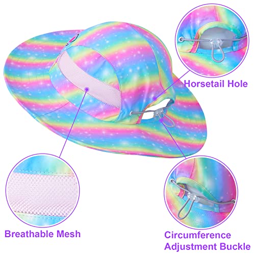 Image of Kids Sun Hat for Toddler Girls Unicorn Bucket Hats UV Protection Summer Hat for Kids Wide Brim Fishing Hat 2-8 Years