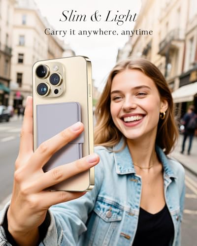 Image of Shorogyt for Magnetic Phone Wallet Compatible with Magsafe Card Holder - Luxury Slim Leather Mag Wallets for Women Fit 4 Cards, for iPhone 17 /16 /15 /14 /13 /12 Series for Apple RFID Magnet, Lyc Purple