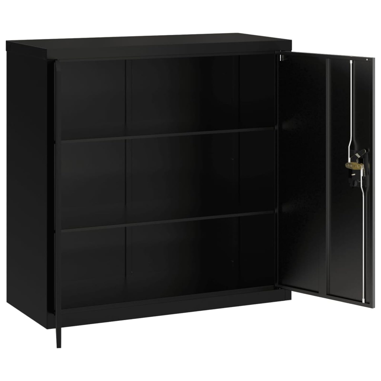 Homgoday Aparador de cocina, mueble portaobjetos con estantes para ahorrar espacio, mueble de almacenamiento para salón, dormitorio, oficina, armario, archivador, negro, 90 x 40 x 90 cm, de acero