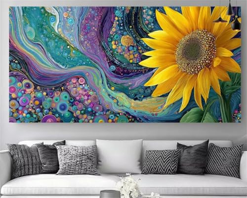 Cadeau Décoration Maison Diamond Painting Adulte Grand Format 70x210cm Tournesol