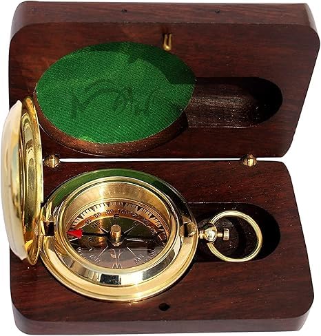 Brújula de navegación de latón artesanal para mochila miniatura 1