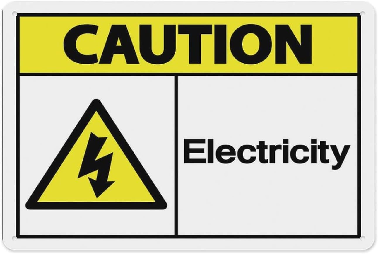 Bdeyfg Colour6 Caution Electricity Metal Tin Sign Aluminum Warning Signs For Indoor & Outdoor Yard Lawn Sign Home Decor 8X12 Inch