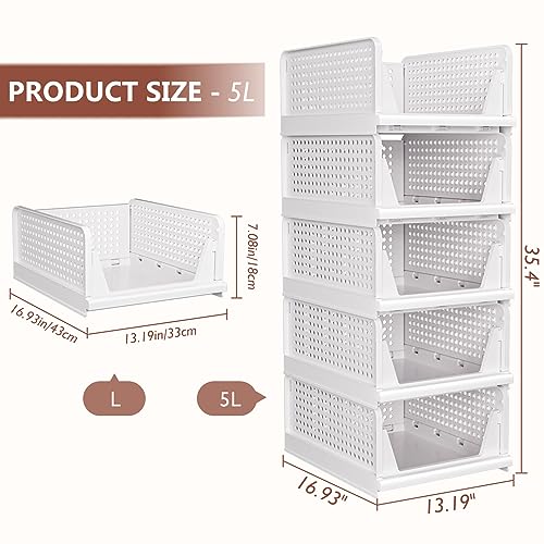 Ctsnslh WHITE 5 Pack Folding Closet Organizers Storage Box thumb #2