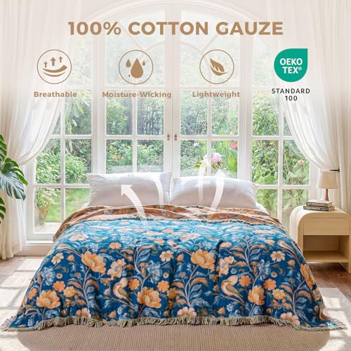 Image of LUTBM Boho Throw Blanket for Bed 60 inchx80 inch, All Season Cotton Couch Blankets