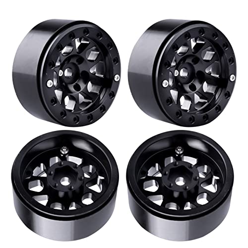 4Pcs Frihobby 1.9 Inch Beadlock Wheels And Tires Set 12Mm Wheel Hubs For 1/10 Scale Rc Crawler Cars Trucks Compatible With Traxxas Trx4 Axial Scx10 Redcat Gen 8 Rc4Wd (Black Rims) #TOP4