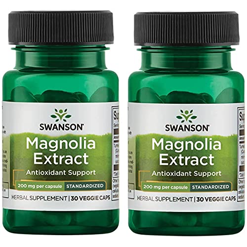 Swanson Magnolia Bark-Herbal Supplement Traditionally Used To Promote Nervous System & Digestive Health Support-May Promote Respiratory Health & Stress Support (30 Veggie Capsules, 200Mg Each) 2 Pack #TOP14