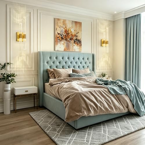 Image of Modern LED Vanity Light Bathroom Vanity Light Fixtures Gold Crystal Sconces Wall Lighting 21.25in 4000K Vertical and Horizontal Wall Mounted Sconces for Bedroom Living Room Hallway(1-Pack)