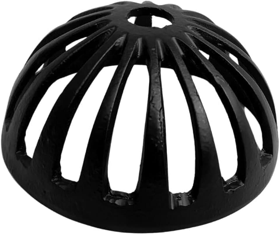 Ralo Abacaxi Hemisférico Alumínio Preto Anti Folhas para Tubo de 150mm 6 polegadas Calhas Telhado