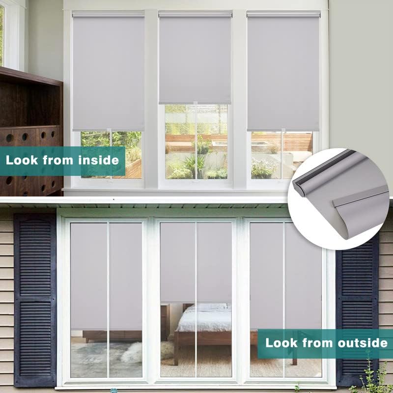 Miniatura 4 de Changshade Persiana enrollable de tela sin cordón, persianas de bloqueo de luz para ventanas con aislamiento térmico, protección UV, persianas