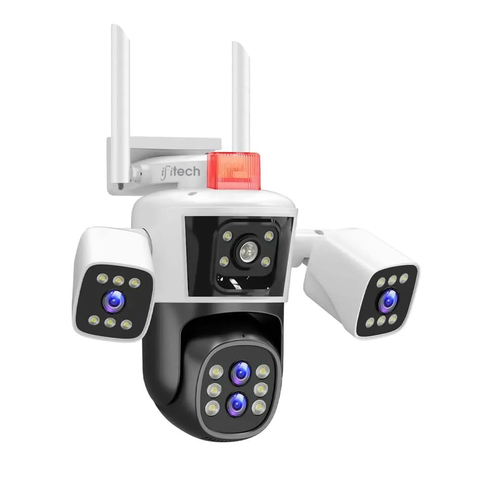 IFITech 4 Lens Wired & WiFi 16MP PTZ Security Camera with Ultra-Wide Angle | 10X Optical Zoom & 2.4GHz WiFi Compatible | Ai Auto Tracking, Color Night Vision, Two-Way Audio, IP66 Waterproof (B0D7S4Q33T) Amazon Price History, Amazon Price Tracker