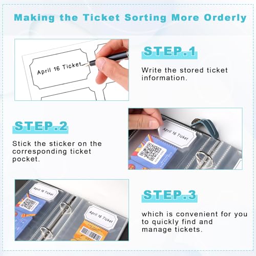 Image of Blue PU Leather Ticket Stub Diary 3 Hole Ticket Stub Holder Album 6 x 9 Inch Ticket Stub Organizer with 40 PVC Pockets 42 DIY Stickies 26 Letter Charms for Collect Movie Concert Tickets Receipts