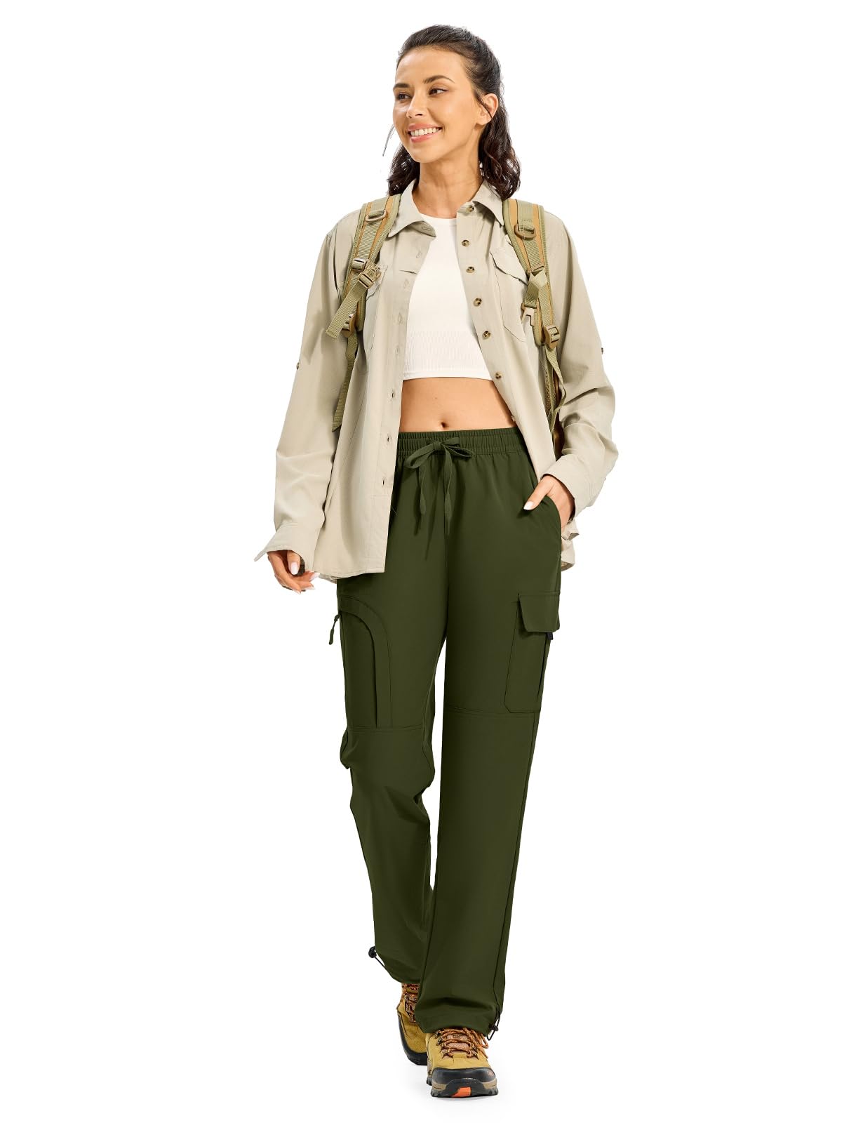 Gopune Pantalones cargo de senderismo para mujer, ligeros, de secado rápido, resistentes al agua, para camping, trabajo, viajes