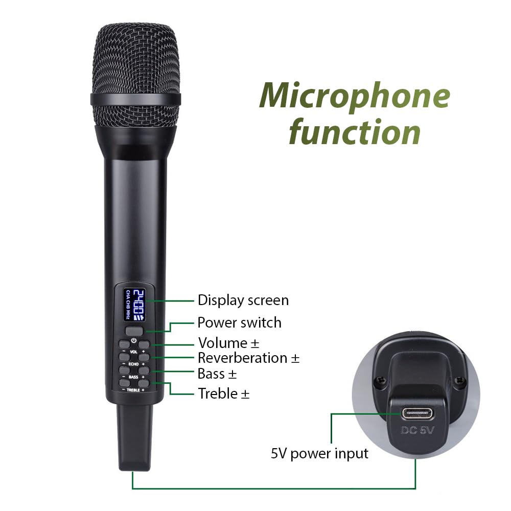 microfono per cantare microfoni senza fili microfonico wireless con microfono portatile Microfoni dinamici professionali per home cinema Karaoke Chiesa Discorsi Matrimoni Feste Canto
