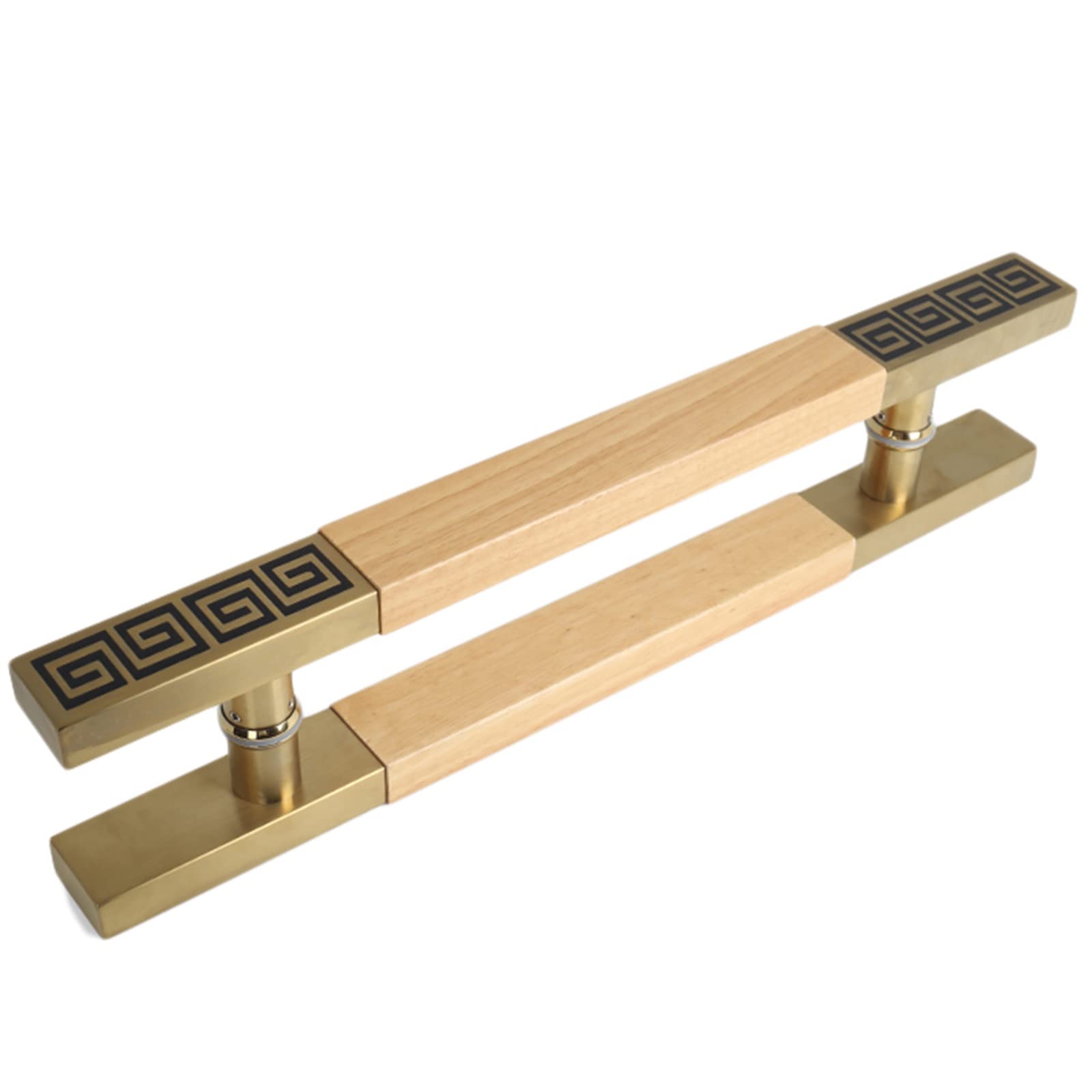 Poignée de porte coulissante h en bois et acier inoxydable design chic 60cm