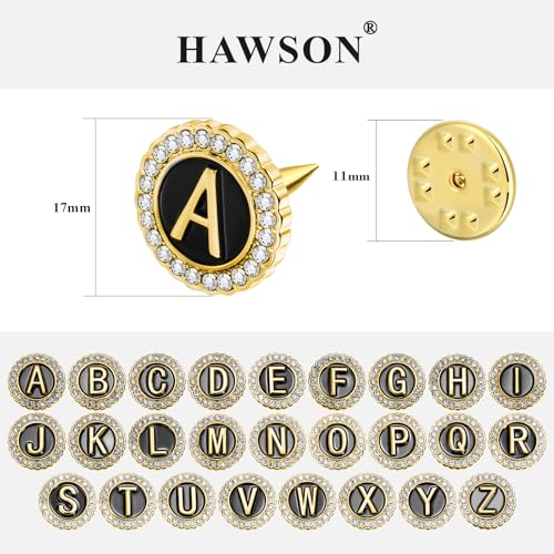 HAWSON Initial A-Z Lapel Pins, Personalized 18K Gold/Silver Brooch Pin Tie Tacks for Suits, Neckties, Hats, Men & Women3