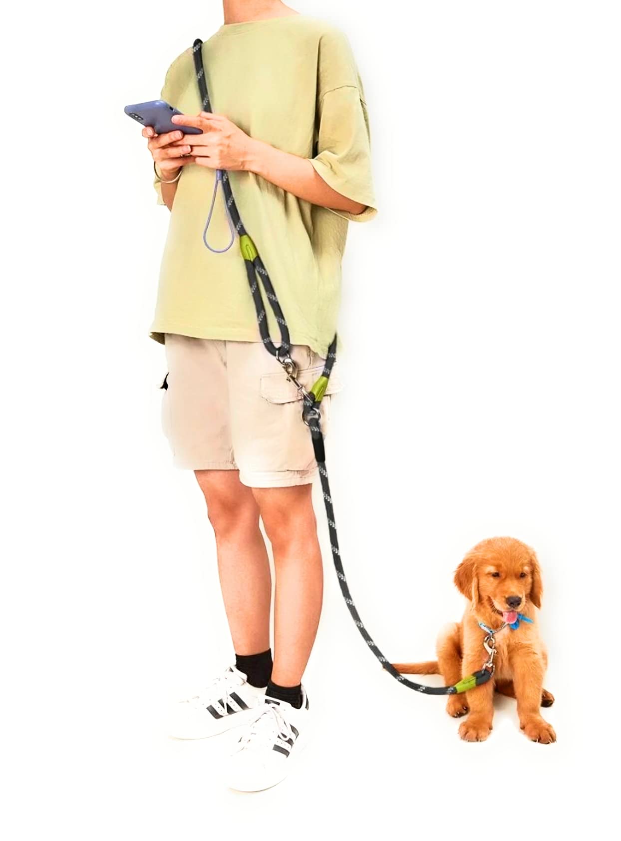 Hands Free Fashion Dog Leash (Black & Green)