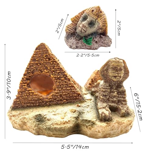 Image of M2cbridge Aquarium Decor Castle Shipwreck Ornament Underwater Landscape(Egyptian Pyramid + Pharaoh)