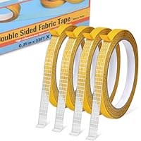 Doppelseitiges Gewebeklebeband Heavy Duty für Saum,Mode Kleid, Tuch, Vorhänge,Stark haftend, aber ablösbar und rückstandsfrei, Kein Nähen oder Bügeln erforderlich, vielseitig einsetzbar,0.8cmx10m/x 4R