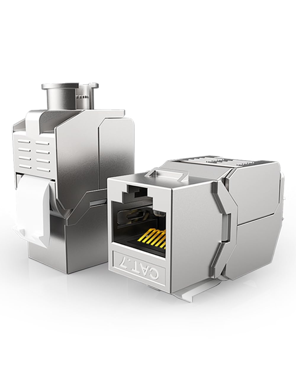 Cat7 Keystone Jack Tool-Less RJ45 Keystone Jack Tool-Free Zinc Alloy Shielded for Wall Plate/Patch Panel 5-Pack