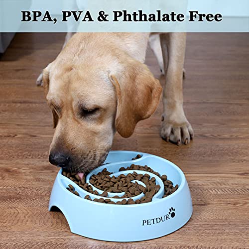 Petduro Slow Feeder Dog Bowls For Large Dogs 4 Cups - Heavy Duty Dog Food Bowls For Medium Sized Dog - Maze Puzzle Slow Feeding Dog Bowl Accessories Stuff To Slow Down Eating For Fast Eaters #TOP1