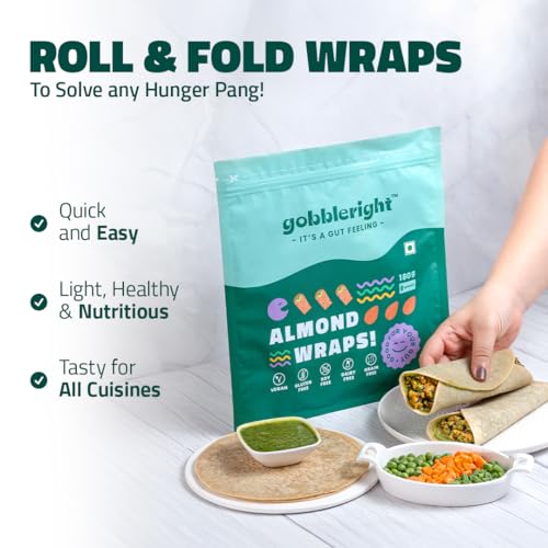 Image of GOBBLERIGHT Gluten-Free Almond Wraps + Chickpea Wraps Bundle | Vegan, Grain-Free, Low-Calorie Tortilla Wraps for Tacos, Burritos, Shawarma & Rolls | Healthy Keto Snacks | 12 Wraps, High Protein, Dairy-Free