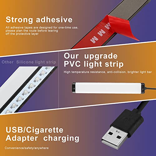 Greceyou Rgb Led Lights For Car, 4-In-1 Car Led Strip Lights With App Controller, Music Sync Color Change, Waterproof Under Dash Car Lighting Kit With Cigarette Lighter/Usb/Dc Plugs (Rgb, 4-In-1) #TOP3