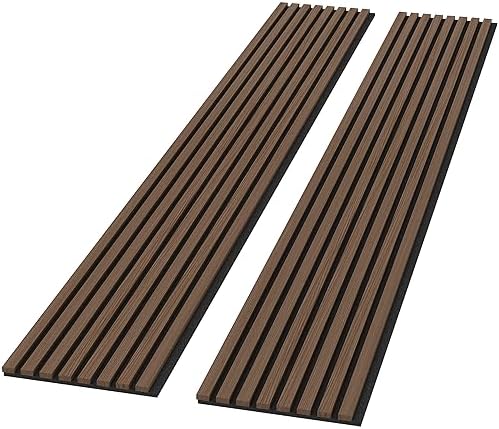 Acoustic Wood Panels, 2 Pack 94.49' x 12.6' Soundproof Wall Decor (Walnut)