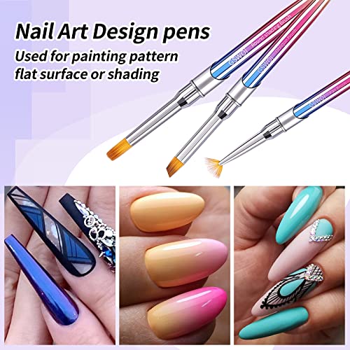 Gswoi 12 Pcs Nail Art Brushes Set, Nail Design Brushes For Nail Art，Nail Brushes For Acrylic Application Set,3D Nail Art Supplies For Nail Design, Gel Polish Painting,Nail Art Tools，Nail Clean Up Brush，Acrylic Nail Brush For Salons And Home #TOP4