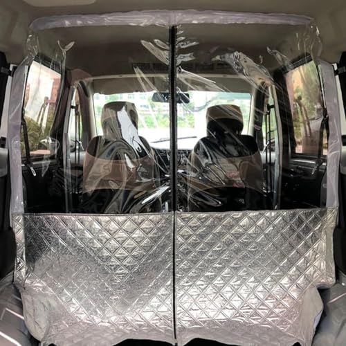 YFFSFDC 車内 仕切り 車内パーテーション 透明 車用間仕切 間仕切りカーテン エアコン効率 防護スクリ フィルム開閉自由 分煙 飛沫防止 小型トラック等に 汎用 幅155×高さ140CM