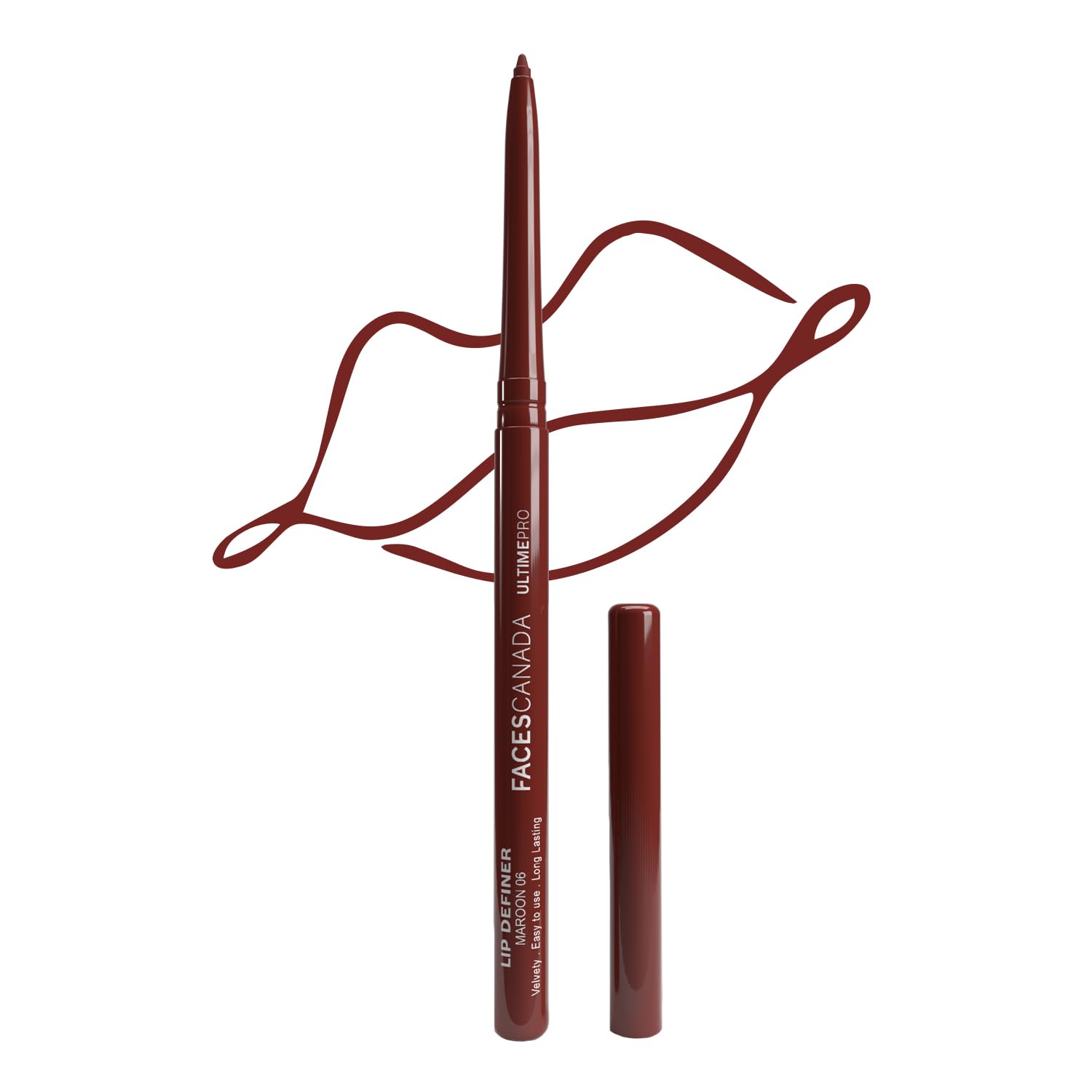 FACES CANADA Ultime Pro Lip Definer - Maroon, 0.35g | Rich & Creamy Texture | Matte Finish | Fuller & Brighter Lips | Easily Blendable | Highly Pigmented | Waterproof & Smudgeproof