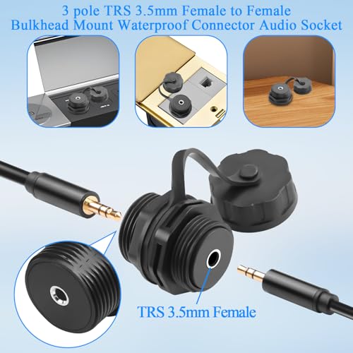 Conector estéreo impermeable TRS 3.5mm hembra a hembra miniatura 2