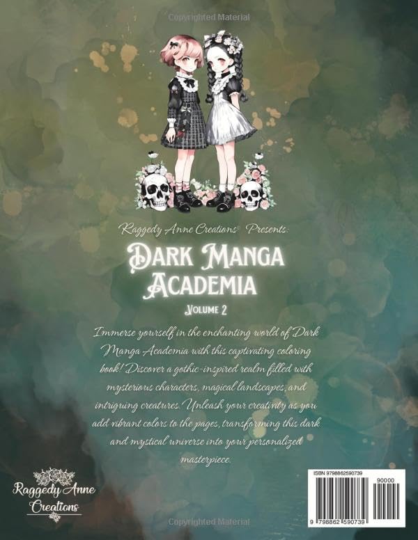 Dark Manga Academia: Volume 2: Gothic Glam Coloring Book for Adults and Teens, 75 Grayscale Coloring Pages image 3